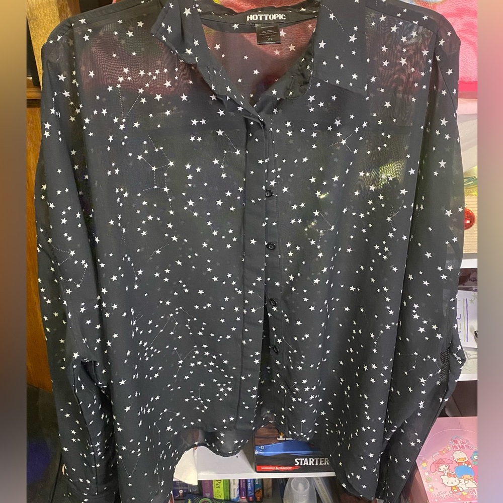Hot Topic Star Print Oversized Button Up
